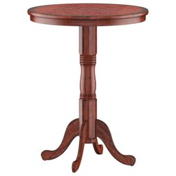 Costway Round Pub Pedestal Side Table w/ Stable Base Wooden Dining Table in Dark Brown - thumbnail 1