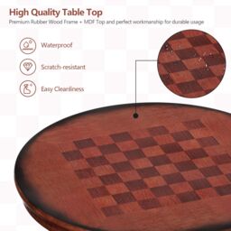 Costway Round Pub Pedestal Side Table w/ Stable Base Wooden Dining Table in Dark Brown - thumbnail 6