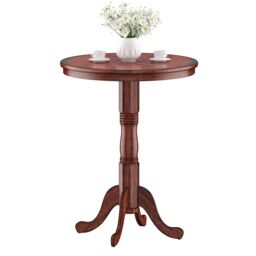 Costway Round Pub Pedestal Side Table w/ Stable Base Wooden Dining Table in Dark Brown - thumbnail 8