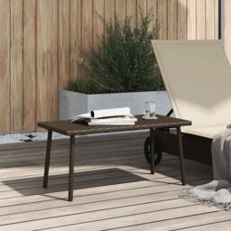 Berkfield Home Garden Coffee Table Rectangular Brown 80x40x37 cm Poly Rattan - Size: 80 x 40 x 37 cm - thumbnail 3