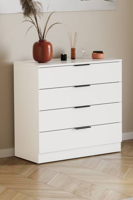 Home Discount Vida Designs Trega 4 Drawer Chest of Drawers Space Saving Bedroom in White - image 1