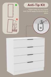 Home Discount Vida Designs Trega 4 Drawer Chest of Drawers Space Saving Bedroom in White - thumbnail 5