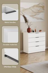 Home Discount Vida Designs Trega 4 Drawer Chest of Drawers Space Saving Bedroom in White - thumbnail 3