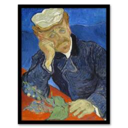 Artery8 Dr Paul Gachet Portrait Van Gogh Vintage Framed Wall Art Print in Blue - Size: A4 - thumbnail 1