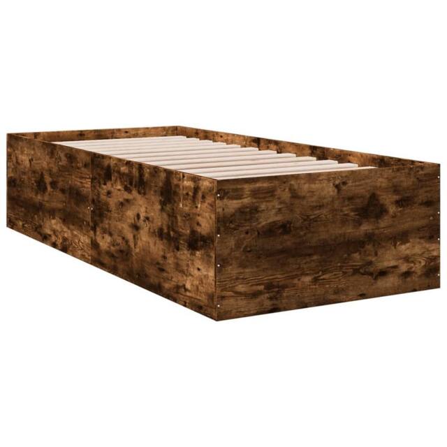 Berkfield Home Modern Bed Frame without Mattress Smoked Oak 90x190 cm Single in Brown - image 1