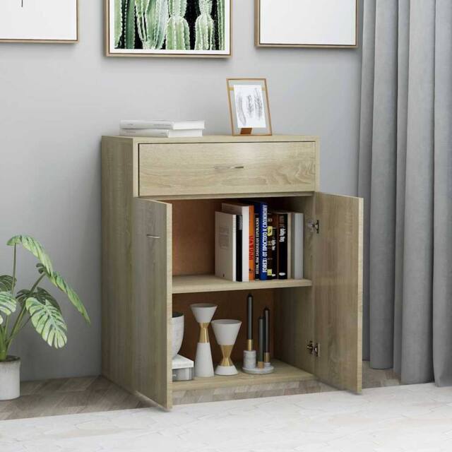 Berkfield Home Sideboard Sonoma Oak 60x30x75 cm Engineered Wood in Light Brown - Size: 60 x 30 x 75 cm - image 1