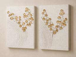 "Mafett Set of 2 Abstract Floral Canvas Wall Art Print in White - Size: W24"" x H32""" - thumbnail 3