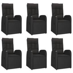Berkfield Home 7 Piece Garden Dining Set Black Poly Rattan&Solid Wood Acacia - thumbnail 4