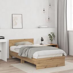Berkfield Home Bed Frame with Headboard Artisan Oak 100 x 200 cm in Brown - thumbnail 5