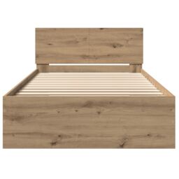Berkfield Home Bed Frame with Headboard Artisan Oak 100 x 200 cm in Brown - thumbnail 6