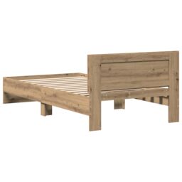 Berkfield Home Bed Frame with Headboard Artisan Oak 100 x 200 cm in Brown - thumbnail 8