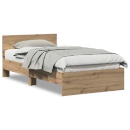 Berkfield Home Bed Frame with Headboard Artisan Oak 100 x 200 cm in Brown - thumbnail 4