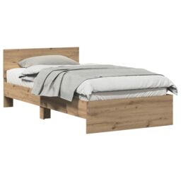 Berkfield Home Bed Frame with Headboard Artisan Oak 100 x 200 cm in Brown - thumbnail 3