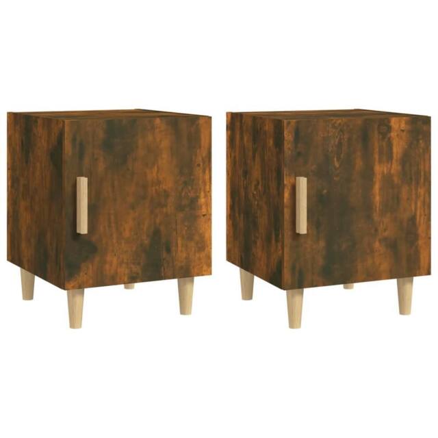 Berkfield Home Bedside Cabinets 2 pcs Smoked Oak Engineered Wood in Brown - image 1
