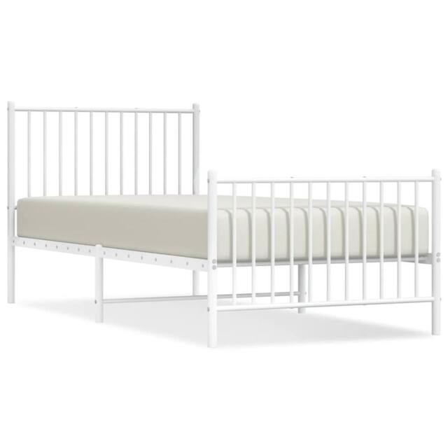 Berkfield Home Metal Bed Frame with Headboard & Footboard White 90x200 cm - image 1