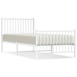 Berkfield Home Metal Bed Frame with Headboard & Footboard White 90x200 cm - thumbnail 1