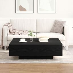 Berkfield Home Coffee Table Black Oak 100x100x31 cm Engineered Wood - Size: 100 x 100 x 31 cm - thumbnail 3