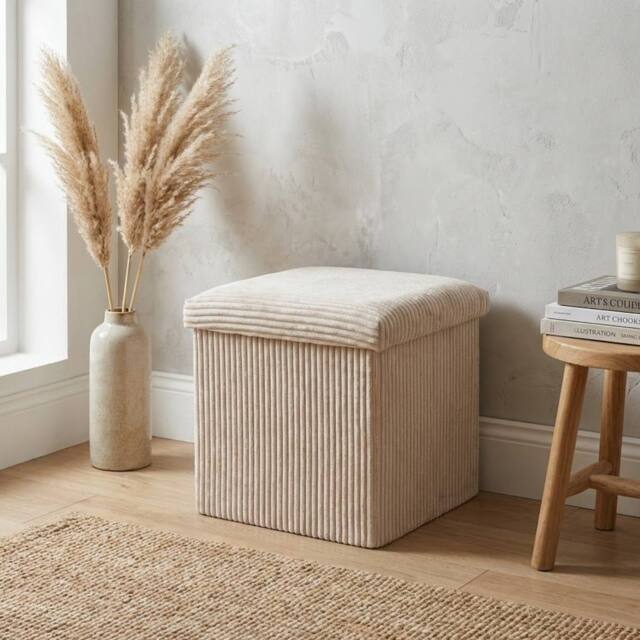 Garden Greatness Maison Neutral Soft Touch Storage Stool in Light Beige - image 1
