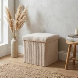 Garden Greatness Maison Neutral Soft Touch Storage Stool in Light Beige - thumbnail 1
