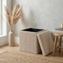 Garden Greatness Maison Neutral Soft Touch Storage Stool in Light Beige - thumbnail 2