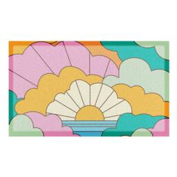 Artsy Mats Elizabeth Olwen Retro Clouds Indoor/Outdoor Doormat (70x40cm) in Pink - Size: 40 cm x 70 cm - thumbnail 2