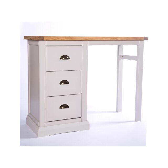 Cabinet Bits Loreo 3 Drawer Desk - Dressing Table Brass Cup Handle in Light Grey - image 1