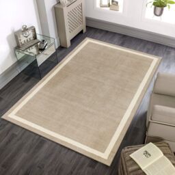 The Rug Shop UK Beige Handmade Easy to clean Plain Border Area Rug - Size: 200 cm x 290 cm - thumbnail 1