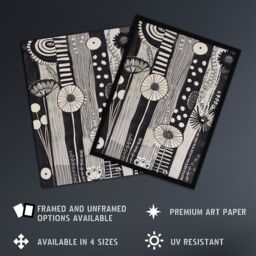 "Artery8 Black White Abstract Stripes Wildflowers Artwork Wall Art Print in Grey - Size: W18"" x H24""" - thumbnail 2