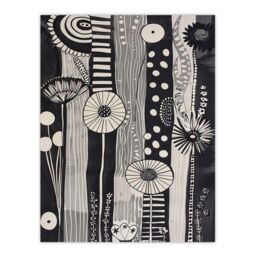 "Artery8 Black White Abstract Stripes Wildflowers Artwork Wall Art Print in Grey - Size: W18"" x H24""" - thumbnail 1