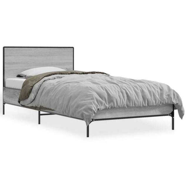Berkfield Home Bed Frame without Mattress Grey Sonoma 90x200 cm - image 1