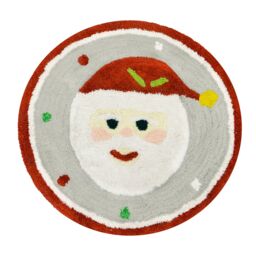 Mooky Mats Christmas Tufted Santa Round Bath Mat in Red