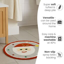 Mooky Mats Christmas Tufted Santa Round Bath Mat in Red - thumbnail 6