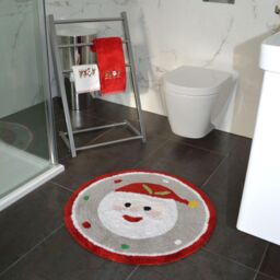 Mooky Mats Christmas Tufted Santa Round Bath Mat in Red - thumbnail 3