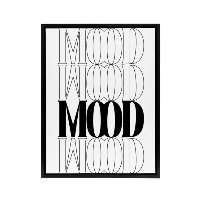 "Artery8 Mood Black & White Bold Graphic Design Black Framed Canvas Art Print - Size: W12"" x H16""" - image 1