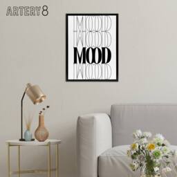 "Artery8 Mood Black & White Bold Graphic Design Black Framed Canvas Art Print - Size: W12"" x H16""" - thumbnail 3