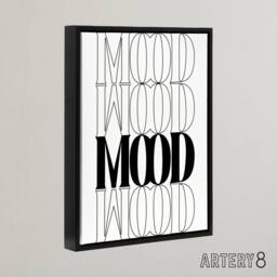 "Artery8 Mood Black & White Bold Graphic Design Black Framed Canvas Art Print - Size: W12"" x H16""" - thumbnail 2