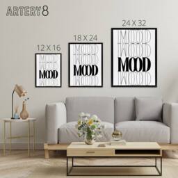 "Artery8 Mood Black & White Bold Graphic Design Black Framed Canvas Art Print - Size: W12"" x H16""" - thumbnail 4