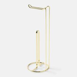 OHS Metal Freestanding Toilet Roll Holder Organiser Tissue Paper Storage in Gold - thumbnail 2