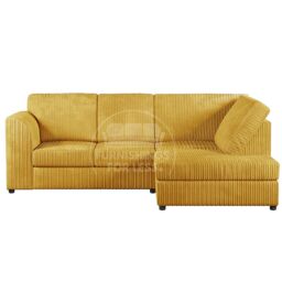 Furnishings For Less UK Luxor Jumbo Cord 4 Seater Corner sofa Right Hand Facing - Full Back in Mustard - thumbnail 1