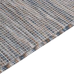 Berkfield Home Outdoor Flatweave Rug 120x170 cm Brown & Blue - Size: 100 cm diameter - thumbnail 4