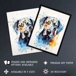 "Artery8 Wall Art Print Great Dane Lovers Gift Watercolour Pet Portrait Painting Artwork Art Framed - Size: W12"" x H16""" - thumbnail 2