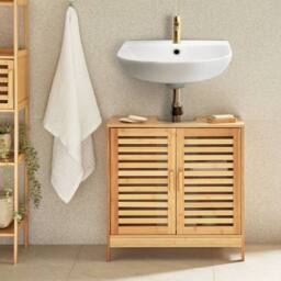 Wyld and Coco Bamboo Washbasin Cabinet Light Brown W60 x D30 x H60cm - Size: W600mm x H600mm - thumbnail 1