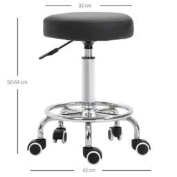 EONLION PU leather Salon Beautician Stool in Black - Size: 100 cm - thumbnail 2