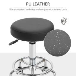 EONLION PU leather Salon Beautician Stool in Black - Size: 100 cm - thumbnail 3