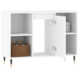 Berkfield Home Bathroom Cabinet White 80x33x60 cm Engineered Wood - Size: 80 x 33 x 60 cm - thumbnail 4
