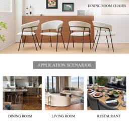 SONARA Modern Set of 4 Dining Chair with Sleek One-Piece Metal Frame in Beige - thumbnail 7