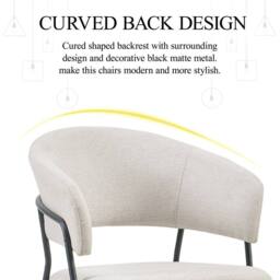 SONARA Modern Set of 4 Dining Chair with Sleek One-Piece Metal Frame in Beige - thumbnail 5