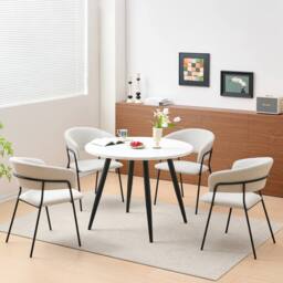 SONARA Modern Set of 4 Dining Chair with Sleek One-Piece Metal Frame in Beige - thumbnail 3