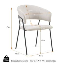 SONARA Modern Set of 4 Dining Chair with Sleek One-Piece Metal Frame in Beige - thumbnail 2