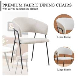 SONARA Modern Set of 4 Dining Chair with Sleek One-Piece Metal Frame in Beige - thumbnail 4